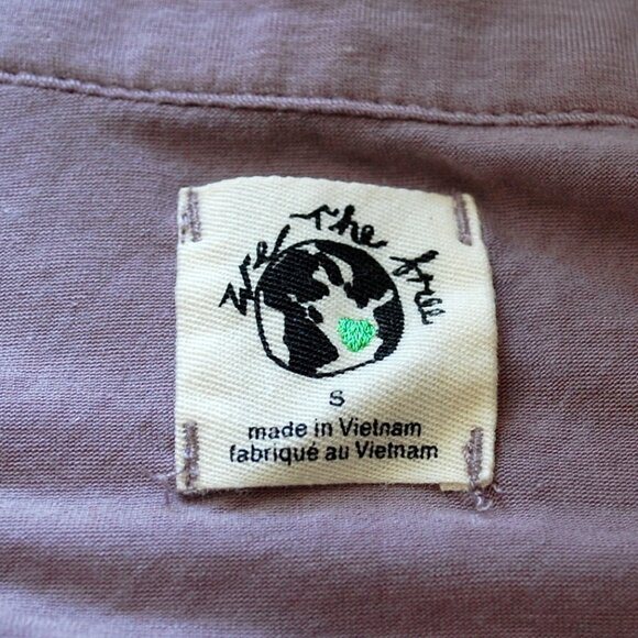 We The Free People Long Sleeve Top Lavender Tencel Oversized Tie Collar - Picture 2 of 8